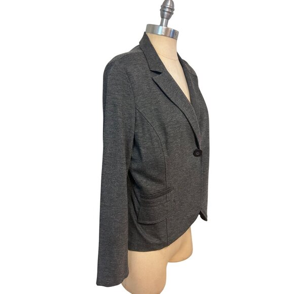 CAbi Jet Set Ponte Blazer Jacket Gray Size 8 Style 616 Jersey Single Button - Picture 3 of 5